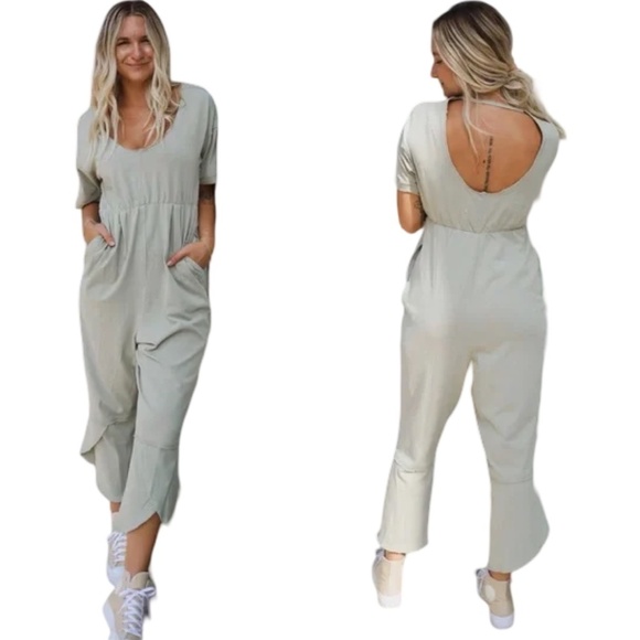 Free People Pants - Free People - Good Side Romper / Jumpsuit - In Lima Bean / Moss - Size S NWT